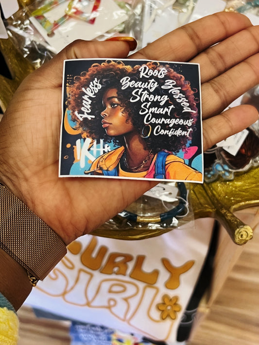 Kinky Curly Affrimation Girlie Sticker